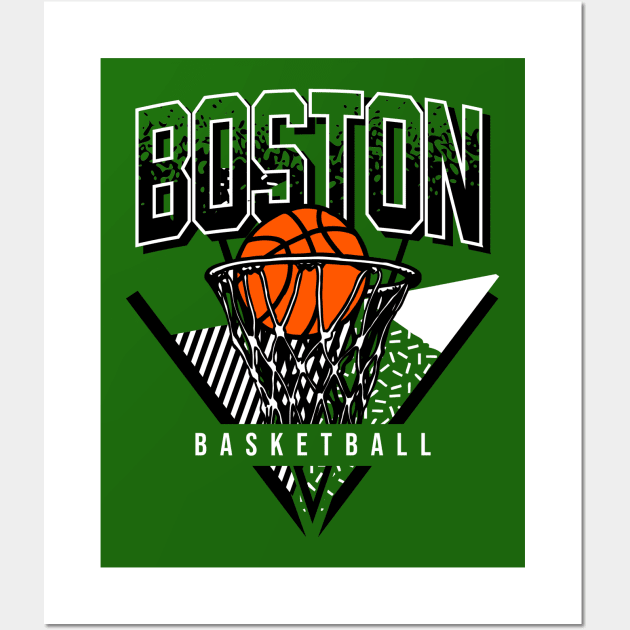 Boston Basketball 90s Throwback Wall Art by funandgames